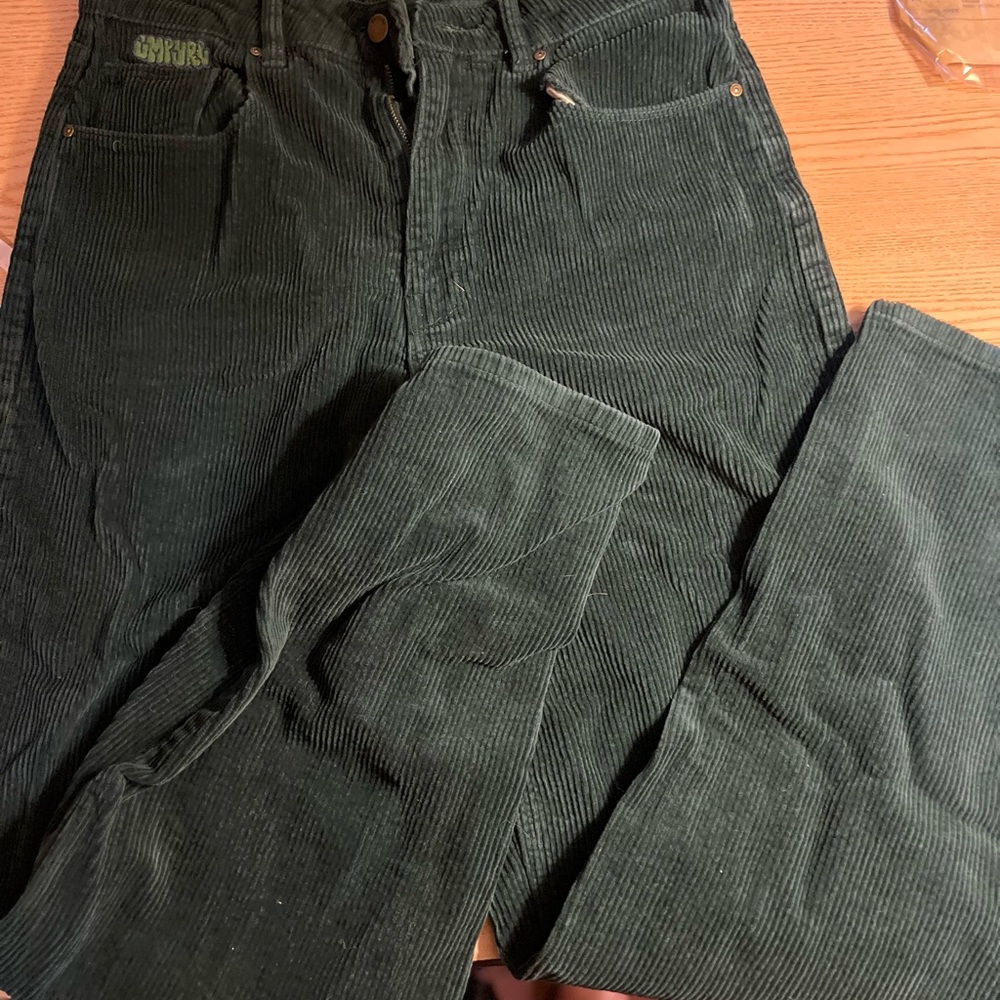 Empyre Dark Green Corduroy Women's Straight Leg Pants